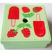 LEGO Gift Parcel mit Film Scharnier mit Lollies und Strawberries Aufkleber (33031)