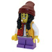 LEGO Flicka med Svart Pigtails under Mörkröd Keps Minifigur