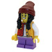 LEGO Girl met Zwart Pigtails under Dark Rood Pet minifiguur