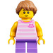 LEGO Girl met Bright Pink Striped Shirt minifiguur