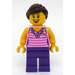 LEGO Girl avec Dark Pink Striped Shirt Figurine