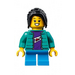 LEGO Girl mit Dark Turquoise Zipper Jacket mit Dark Purple Shirt Minifigur