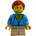 LEGO Meisje met Hoodie over Fel groen Striped Shirt Minifiguur