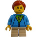 LEGO Girl mit Hoodie over Bright Green Striped Shirt Minifigur