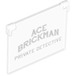 LEGO Glass for Window 1 x 4 x 3 Opening with &quot;Ace Brickman - Private Detective&quot; Writing (60603)