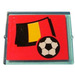LEGO Glass for Window 1 x 4 x 3 with Flag of Belgium and Soccer Ball Sticker (without Circle) (3855)