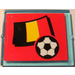 LEGO Glass for Window 1 x 4 x 3 with Flag of Belgium and Soccer Ball Sticker (without Circle) (3855)