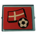 LEGO Glass for Window 1 x 4 x 3 with Flag of Denmark and Football Sticker (without Circle) (3855)