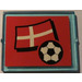 LEGO Glass for Window 1 x 4 x 3 with Flag of Denmark and Football Sticker (without Circle) (3855)