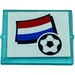 LEGO Glas for Venster 1 x 4 x 3 met Vlag of Netherlands en Football Sticker (zonder cirkel) (3855)