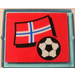 LEGO Glas for Venster 1 x 4 x 3 met Vlag of Norway en Football Sticker (zonder cirkel) (3855)