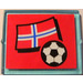 LEGO Glas för Fönster 1 x 4 x 3 med Flagga av Norway och Fotboll Klistermärke (utan cirkel) (3855)