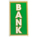 LEGO Glass for Window 1 x 4 x 6 with "BANK" with Green and Gold Sticker (35295)