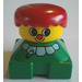 LEGO Green 2x2 Duplo Base Figure -  Clown with Red nose, Red Hair, Yellow Head, Ruffle Collar with Safety Pin Pattern Duplo Figure