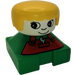 LEGO Green 2x2 Duplo Base Figure - Overalls avec Wrench dans Pocket Modèle, Jaune Cheveux, blanc Diriger Duplo Figure