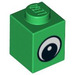 LEGO Groen Steen 1 x 1 met Oog met Witte Vlek op Pupil (88394 / 88395)