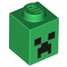 LEGO Green Brick 1 x 1 with Minecraft Creeper Face Pattern (3005 / 12940)