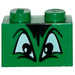 LEGO Verde Ladrillo 1 x 2 con Angry Ojos, Negro fringe con tubo inferior (40036 / 40193)