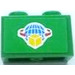 LEGO Green Brick 1 x 2 with Globe and Parcel Sticker with Bottom Tube (3004)