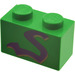 LEGO Vert Brique 1 x 2 avec Purple Snake &quot;S&quot; avec tube inférieur (3004)