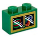 LEGO Green Brick 1 x 2 with Studs on One Side with Sweets behind Door Sticker (11211)