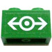 LEGO Green Brick 1 x 2 with Train Logo Sticker with Bottom Tube (3004)