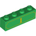 LEGO Green Brick 1 x 4 with Yellow &#039;1&#039; (3010 / 90841)