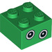 LEGO Green Brick 2 x 2 with Dino Dude Eyes (3003 / 38936)