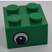 LEGO Green Brick 2 x 2 with Eye on Both Sides with Dot in Pupil (3003)