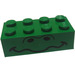 LEGO Green Brick 2 x 4 with Unibrow Eyes and Wavy Mouth (3001 / 83041)