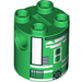 LEGO Green Cylinder 2 x 2 x 2 Robot Body with Black Lines and White (R3-D5) (Undetermined) (10560)