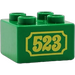 LEGO Vert Duplo Brique 2 x 2 avec &quot;523&quot; (3437)