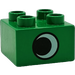 LEGO Green Duplo Brick 2 x 2 with Eye Pattern on 2 Sides, Without White Spot (3437 / 31460)