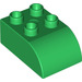 LEGO Groen Duplo Steen 2 x 3 met Gebogen bovenkant (2302)