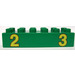 LEGO Vert Duplo Brique 2 x 6 avec Jaune numbers Deux et Trois (2300)