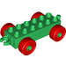LEGO Green Duplo Car Chassis 2 x 6 with Red Wheels (Modern Open Hitch) (14639 / 74656)