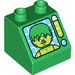 LEGO Vert Duplo Pente 2 x 2 x 1.5 (45°) avec Green Figure sur Monitor (6474 / 36625)