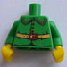 LEGO Grøn Minifig Torso Krave, Gold Bælte og Rød Buckle og 4 Rød Knapper (973)