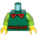 LEGO Green Minifig Torso with Red Collar, Reddish-brown Belt and Golden Buckle (973)