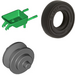 LEGO Green Minifigure Wheelbarrow with Dark Stone Wheel and Black Tire