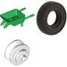 LEGO Green Minifigure Wheelbarrow with White Wheel and Black Tire