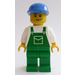 LEGO Grøn Overalls med Pocket, Grøn Ben, Blå Hat, Smirk og Skægstub Skæg Minifigur