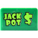 레고 녹색 패널 1 x 2 x 1 ~와 함께 &#039;JACK POT $&#039; 상표 둥근 모서리 포함 (4865)