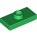 LEGO vert assiette 1 x 2 avec 1 Stud (avec rainure et support de goujon inférieur) (15573)