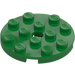 LEGO Green Plate 4 x 4 Round with Hole and Snapstud (60474)