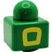 LEGO Green Primo Brick 1 x 1 with yellow square outline on opposite sides (31000)