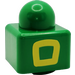 LEGO Green Primo Brick 1 x 1 with yellow square outline on opposite sides (31000 / 84333)