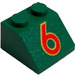 LEGO Green Slope 2 x 2 (45°) with Red 6 Printing (3039)