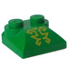 LEGO Groen Helling 2 x 2 Gebogen met Geel Ornate Lines met gebogen uiteinde (47457 / 48838)