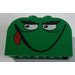 LEGO Groen Helling Steen 2 x 4 x 2 Gebogen met Monster Gezicht (smile, tongue) (4744)